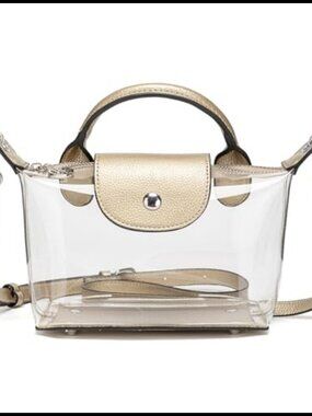Stadium Approved Clear Crossbody Bag Vegan Leather Trim Adjustable Strap